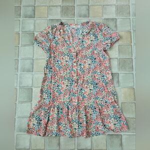 LOFT Floral Flounce Shirt Dress Size Small Petite